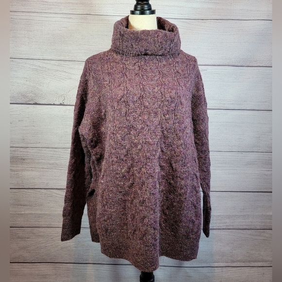 BANANA Republic Cable Knit Hi-Low Turtleneck Sweater Multicolored Size Small - Picture 1 of 7